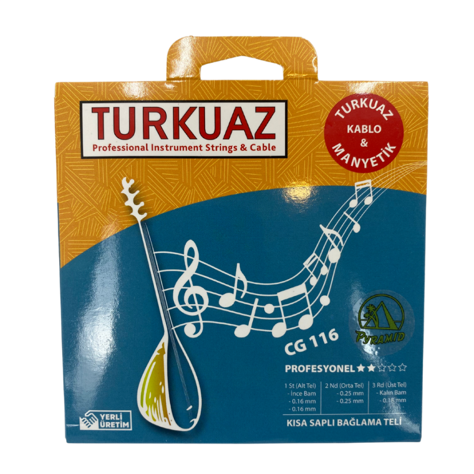 Turkuaz CG116  Kısa Sap Bağlama Teli 0.16 mm Pyramid Tel